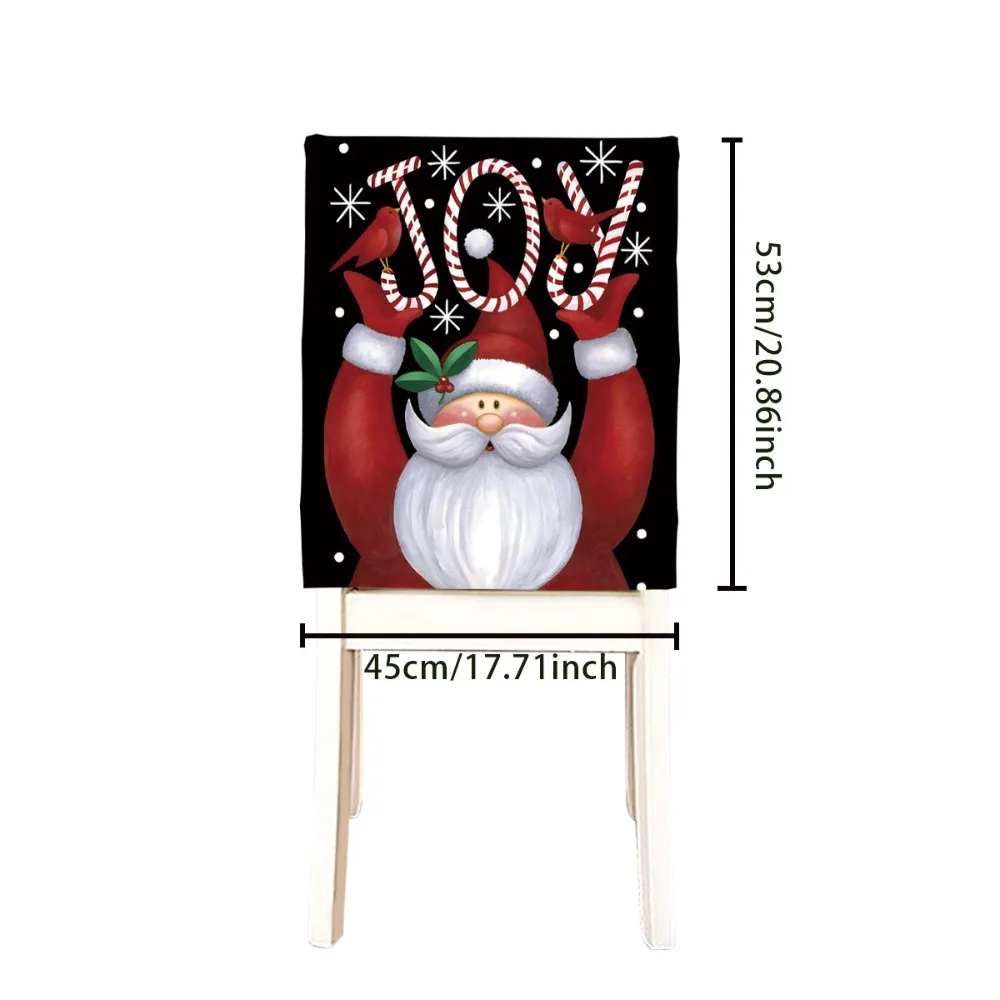 

Snowman Christmas Chair Cover Elf Pattern Washable Chair Back Cover Santa Claus Pattern Quick Easy Use Dining Chair Cover