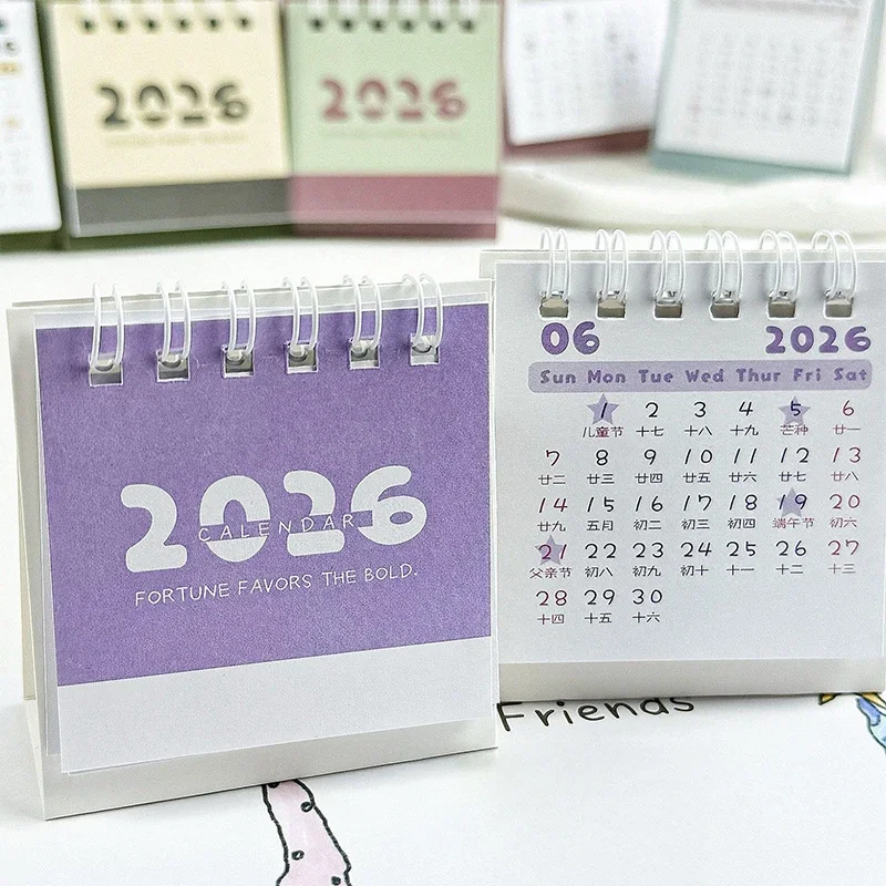 2026 Paper Mini Simple Calendar Small Desk Calendar Creative Coil Calendar Planner Desktop Decoration Office Stationery
