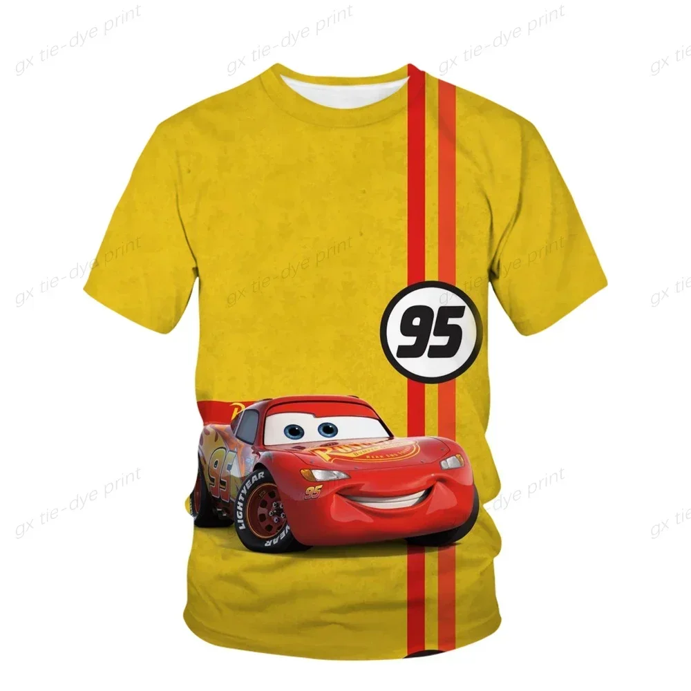 2024 New Cars Kids T-shirt Lightning McQueen Summer Children Short-sleeved Cotton Tee Clothes Boys Girls Sports Sonic Tops