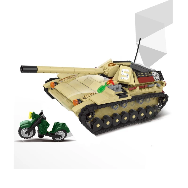 

WW2 Military Model Main Battle Tank Mini Motorcycle DIY Accessories Collect Ornaments Building Blocks Bricks Toys Gifts