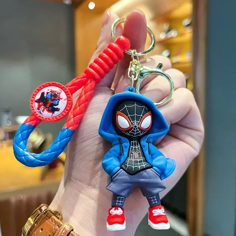 Marvel homem-aranha chaveiro moda personalidade homem-aranha chaveiro mochila ornamentos pingente crianças brinquedos disney presentes de férias