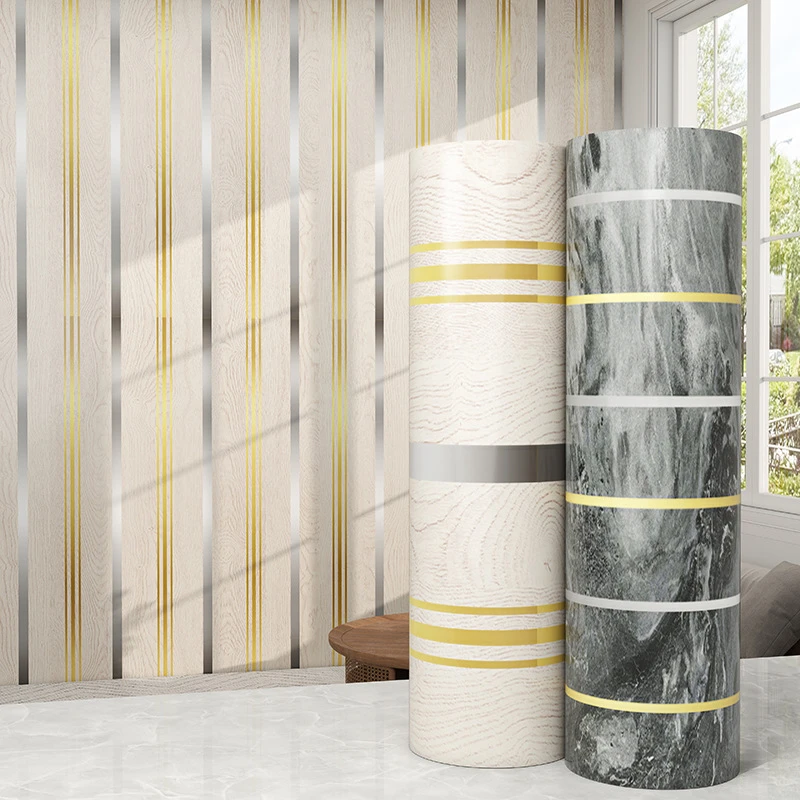 

Hot-Stamped Wood Grain Grille Self-Adhesive Marble Wall Sticker For Bedroom Tv Background Wall Home Wallpaper Decoration