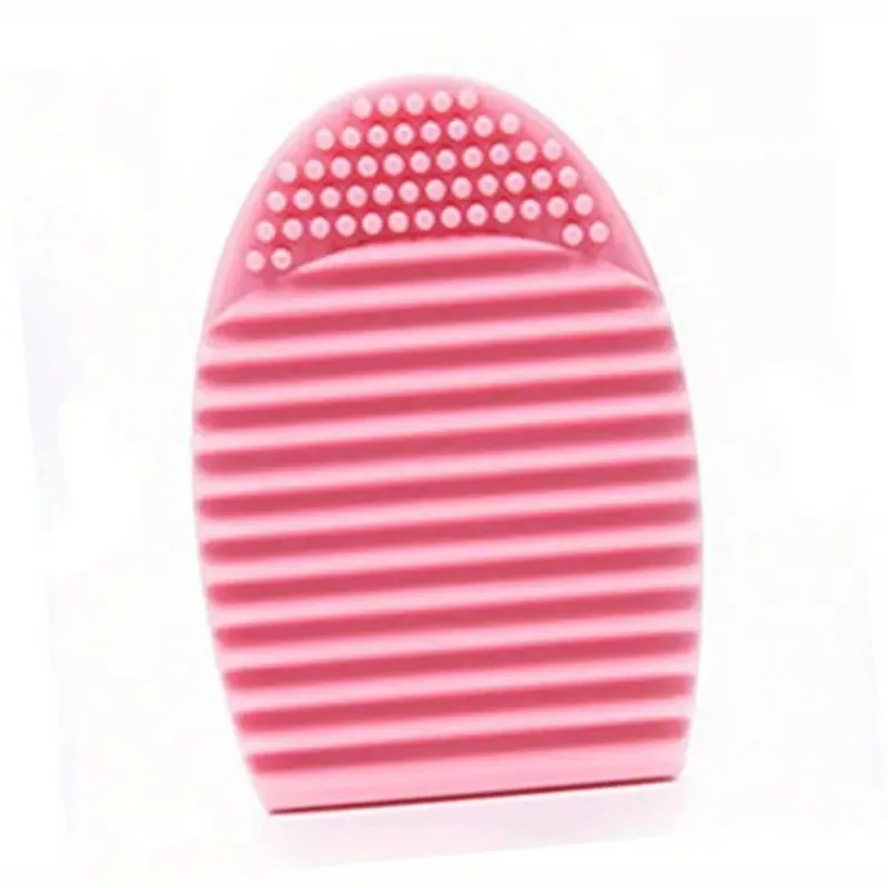 ピンクのシリコンメイクブラシクリーナー - テクスチャ表面を備えた卵型のクイッククリーニングツール、無臭、耐久性があり、毎日のブラシに最適
