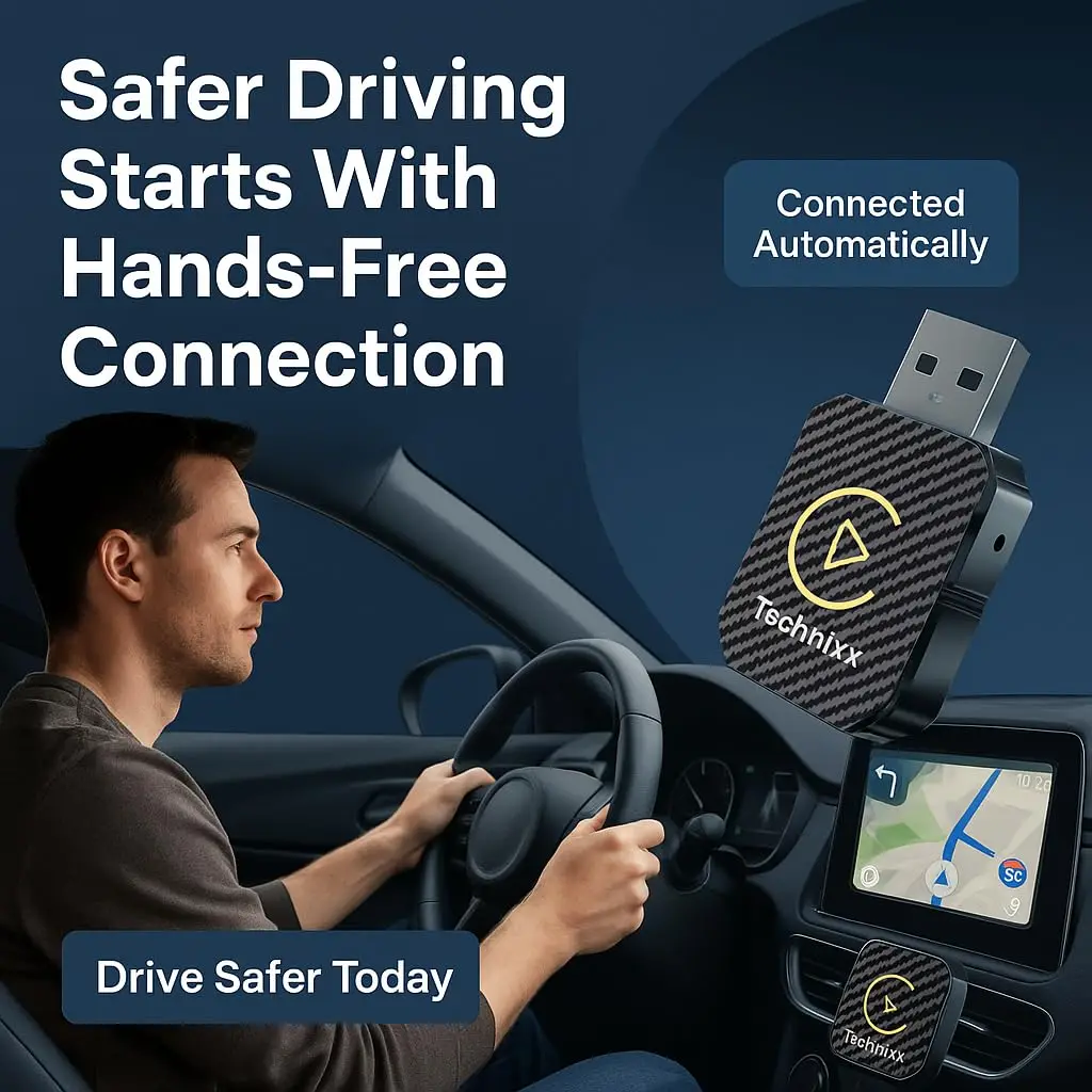 ABILKEEN NEW Wireless CarPlay Android Auto Adapter 2-in-1 Plug & Play AI Box for Toyota VW Peugeot Wired to Wireless Car Dongle