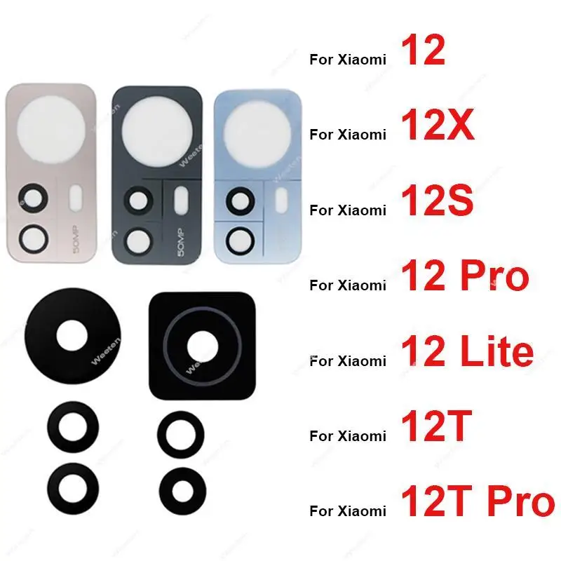 For Xiaomi 12 12T 12X 12S Pro 12 Lite 12S Ultra Back Rear Camera Lens Glass Big Lens Glass TapeReplacement Parts