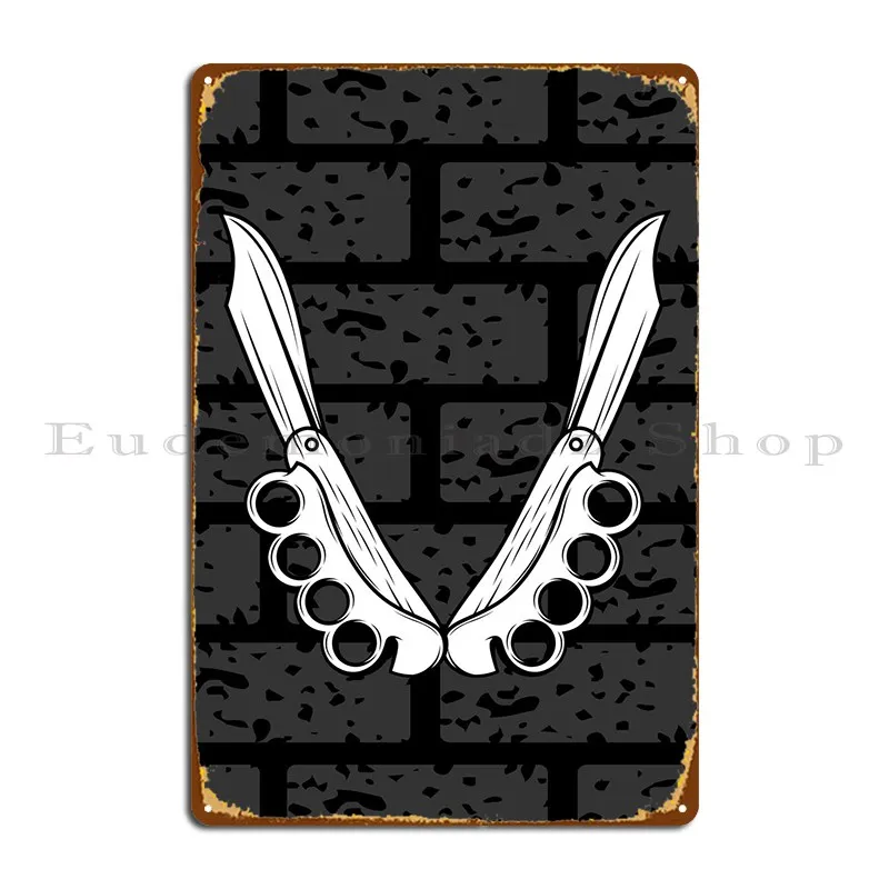 Knife With Knuckle Metal Sign Poster Design Club Pub Iron Wall Mural Tin Sign Poster