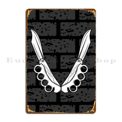 Knife With Knuckle Metal Sign Poster Design Club Pub Iron Wall Mural Tin Sign Poster