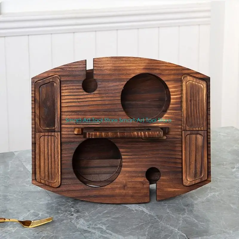 E1PB Foldable Wine Glass Rack With Fruit Display Construction Travel Ready Table