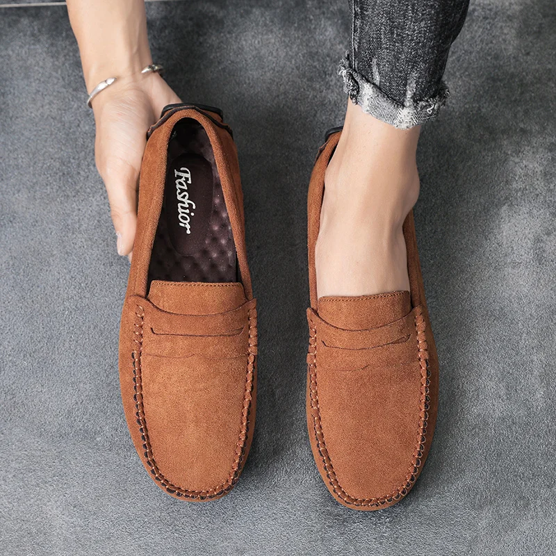 

Fashion Suede Men Casual Shoes Breathable Leather Mens Loafers Slip on Male Driving Shoes Luxury Brand Comfortable Boat Shoes