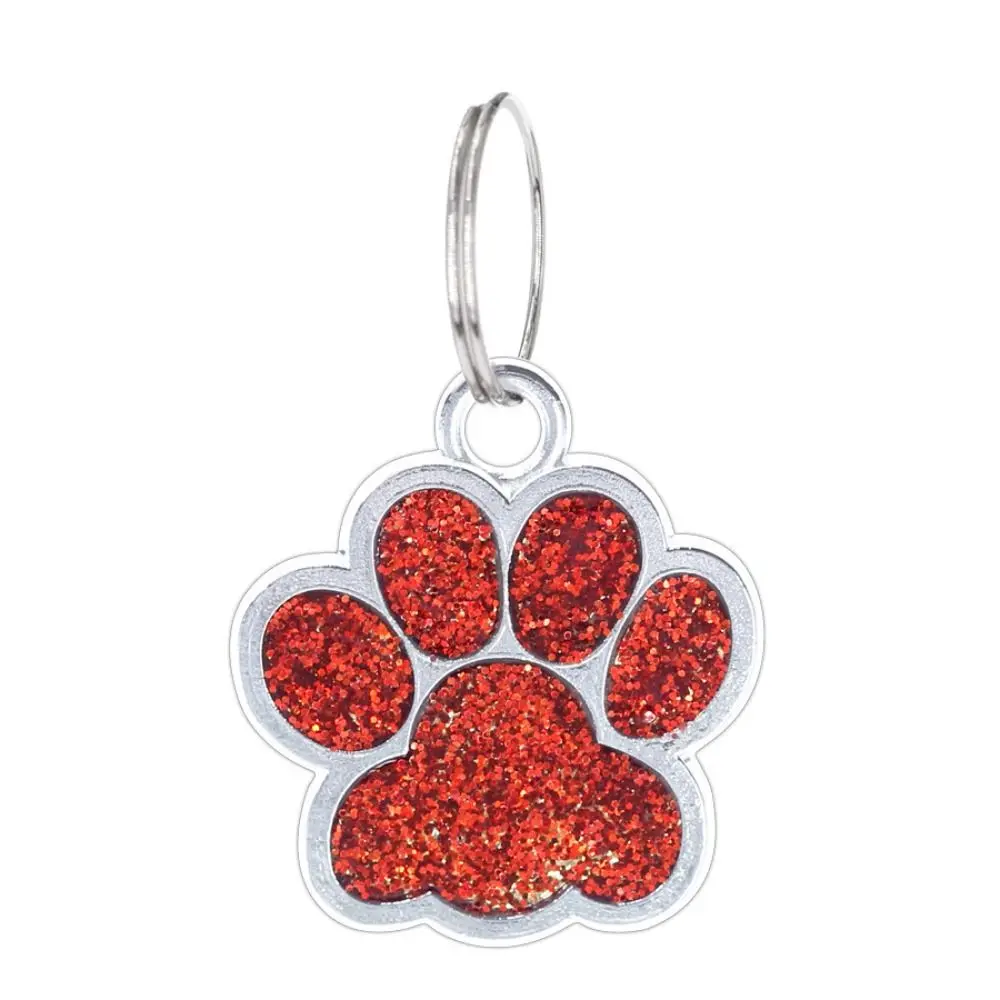 

Cat Dog Paw Print Dog Cat Tags Anti-Lost Exquisite Pet Glitter Pendant with Hook Personalized Pet Collar Tag Pendant Puppy