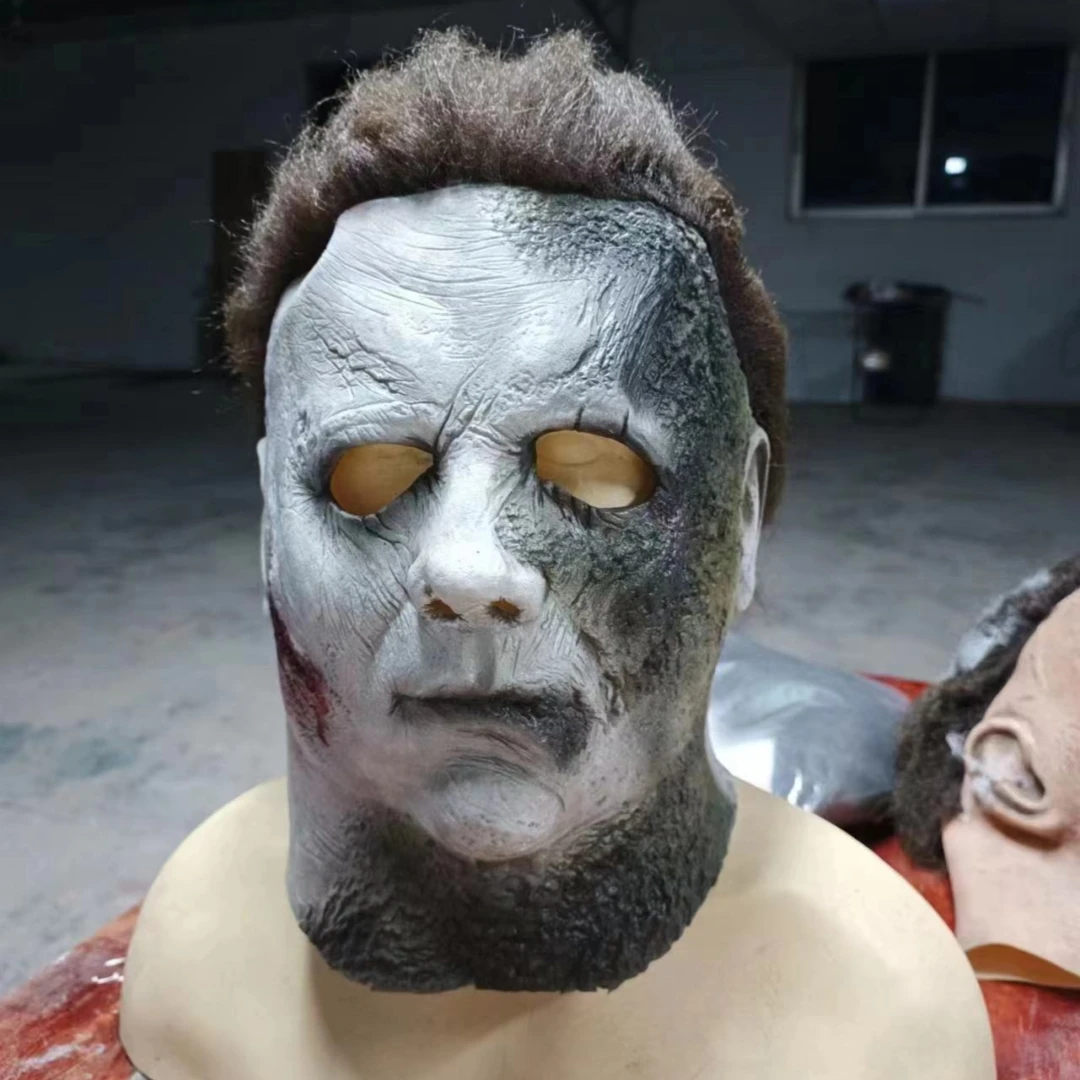 Masque Intégral Effrayant en Latex, Tueur, Effrayant, Cicatrice de Brûlure de enquêter, Casque d'Halloween, Masque de Michael Myers, Costume de Cosplay, Accessoires de ix, 1 Pièce