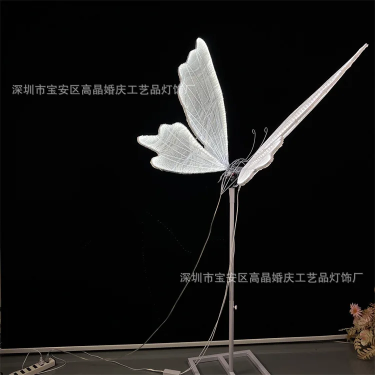 Wedding Stage Chandelier, Road Guide Ornament, Wedding Prop, Luminous Butterfly Wing Pendant, Electric Fabric Butterfly Light