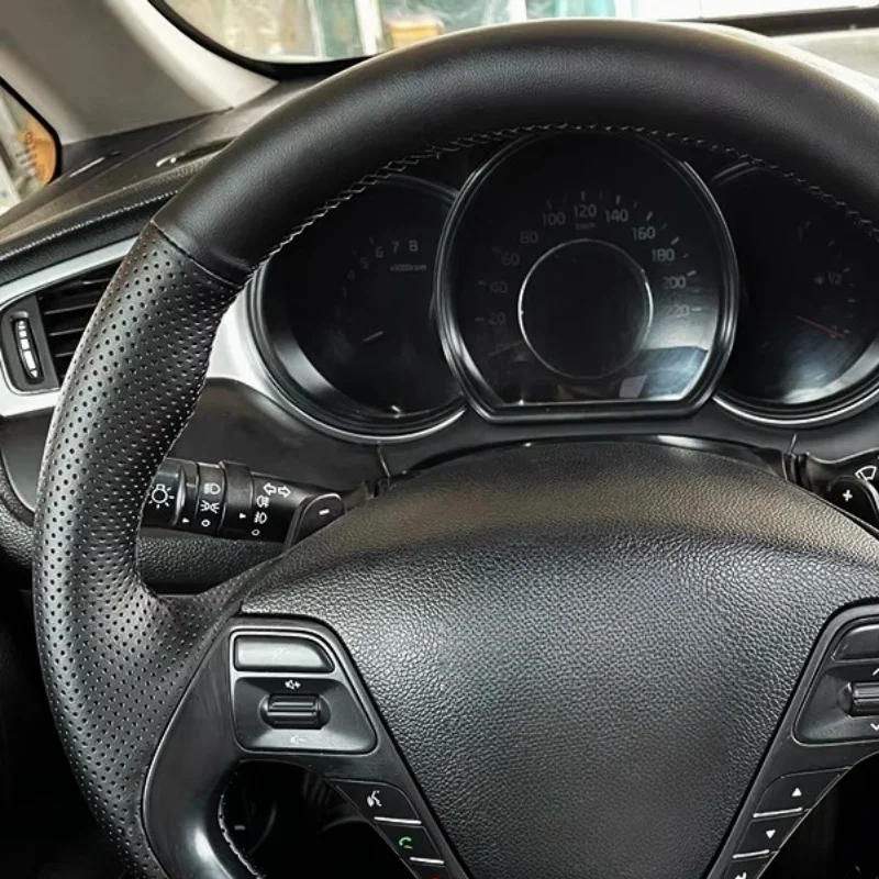 Volante trenzado para Kia K3 2013 K3S 2014 K2 Rio 2015 2016 Cerato 2013-2017 Ceed 2012-2017 protector para volante de coche de cuero