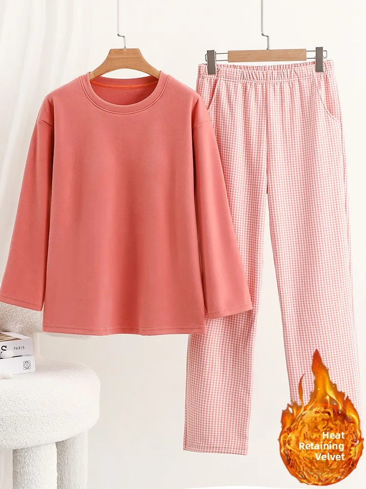 

Женский комплект пижамы Heatable Long Sve с накладкой на грудь, домашняя одежда, мягкие зимние термопижамы Thiened, верхняя одежда из двух предметов...