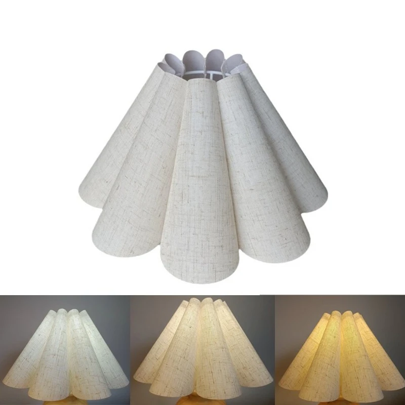 

Linen Cloth Lamp Shade Petal Lampshade E14 E12 E26 E27 Clip On Light Chandelier Lamp Shade Replacement for Table Floor Light