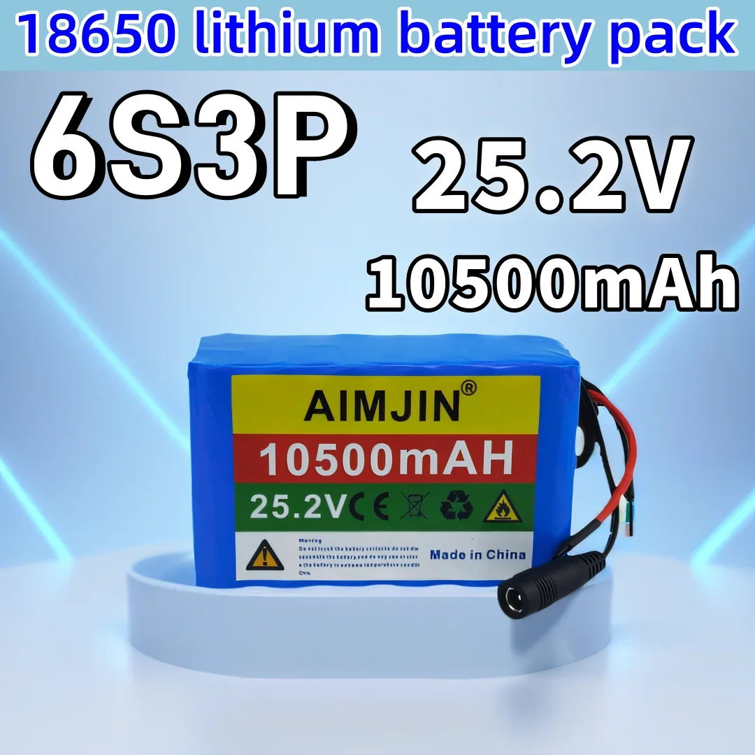 

6S3P 18650 Rechargeable Li-ion Battery Pack 25.2V 10500mAh Suitable for Electric Bikes and Mopeds Built-in BMS+25.2V 2A Charger