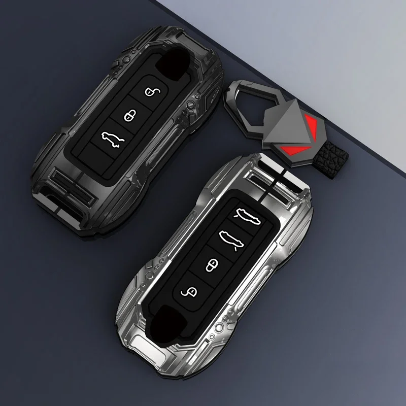 Zinc Alloy Car Smart Key Case Cover Shell Fob for Porsche New Cayenne Panamera 911 992 Taycan Car Protect Interior Accessories