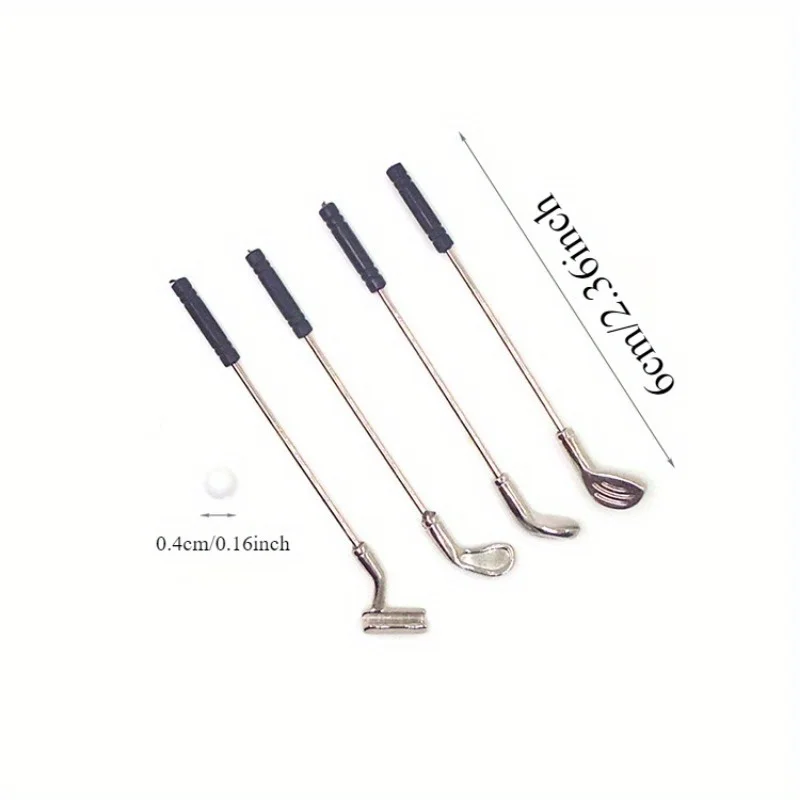 1set 1: 12 Dollhouse Mini Golf Club with Ball Set Play Model Playhouse Doll House Outdoor Scene Golf Tools Model Accessories