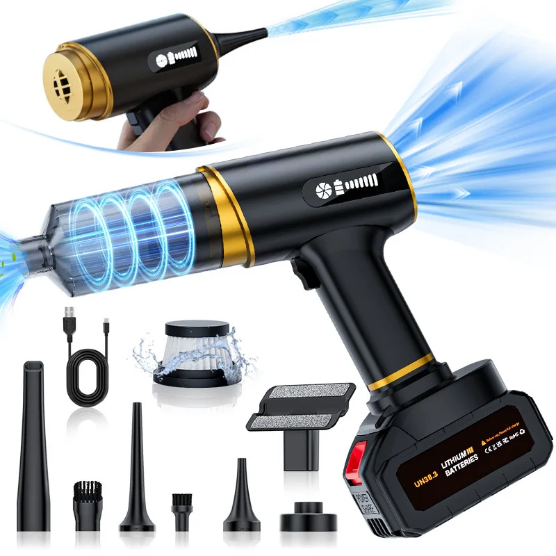 Car wireless vacuum cleaner, large suction, brushless 3-speed removable battery, suction, blowing, charging and pumping, home