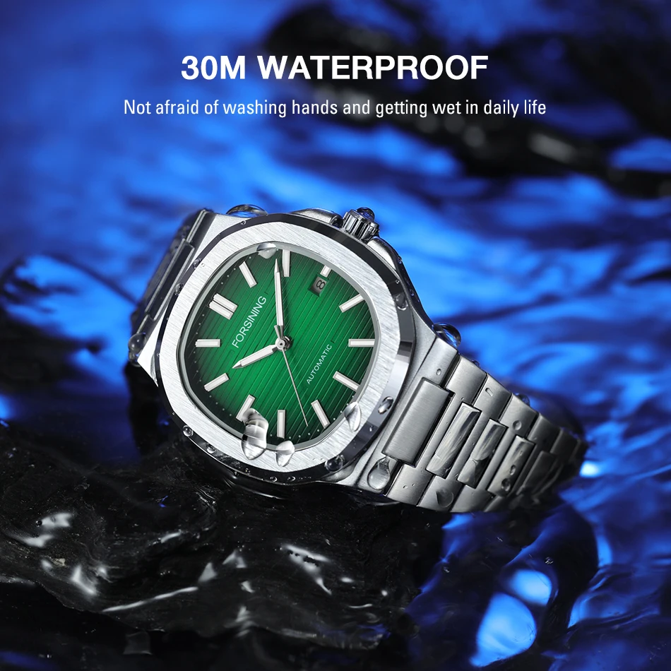 FORSINING Brand New Coming Fashion Men's Watch Luxury Automatic Self Wind Date Stainless Steel Strap Wristwatches