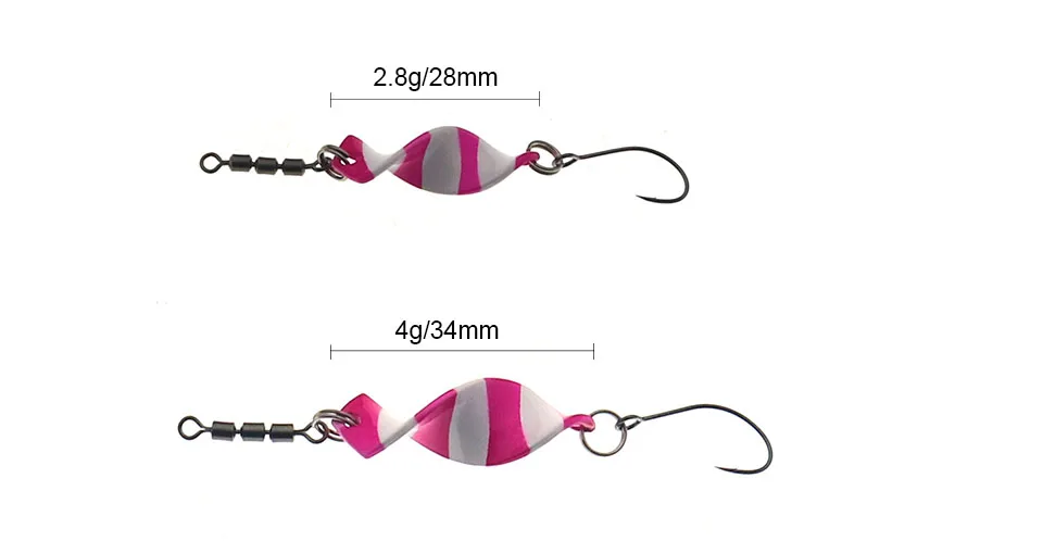 Verdrehte Metallforellen-Angellöffelköder, Jigging-Köder, 2,8 g, 4 g, künstlicher Spinner, harte Köder für Forellenbarsch – Detail 3