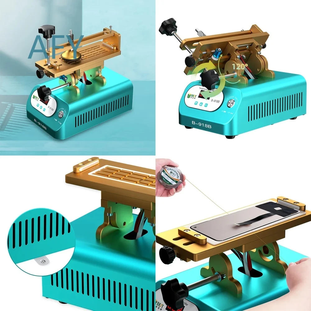 BST-918B for LCD Glass Touch Screen Separator Machine with Rotating Base and Adjustable Left Right Tilt for Curved Straight
