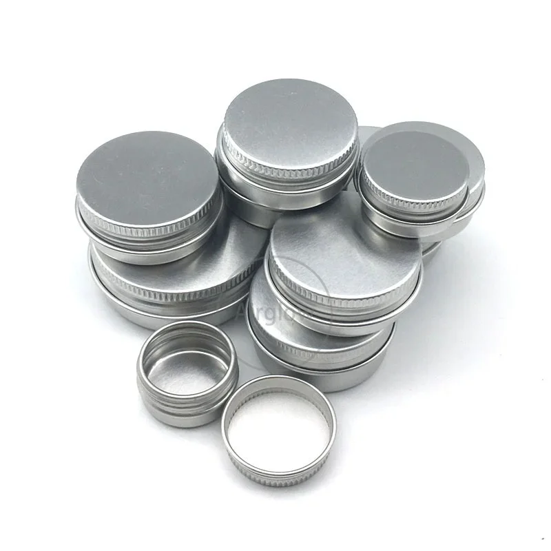 5pcs 5g 10g 15g 20g 30g 50g  Empty Aluminum Tins Cans Silver Metal Round Jar with Screw Lid for Salve Spices Candles Lipstick