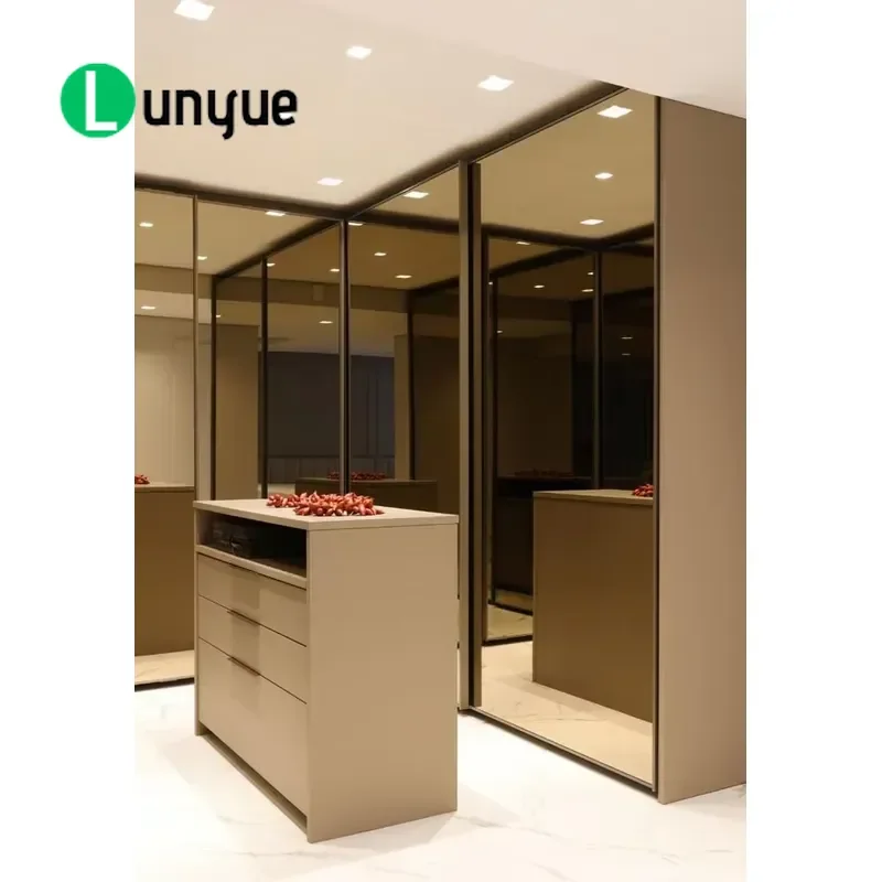Modern Sliding Door Wardrobe with Mirror Custom Bedroom Closet Locker Furniture Space Saving Storage Cabinet Home