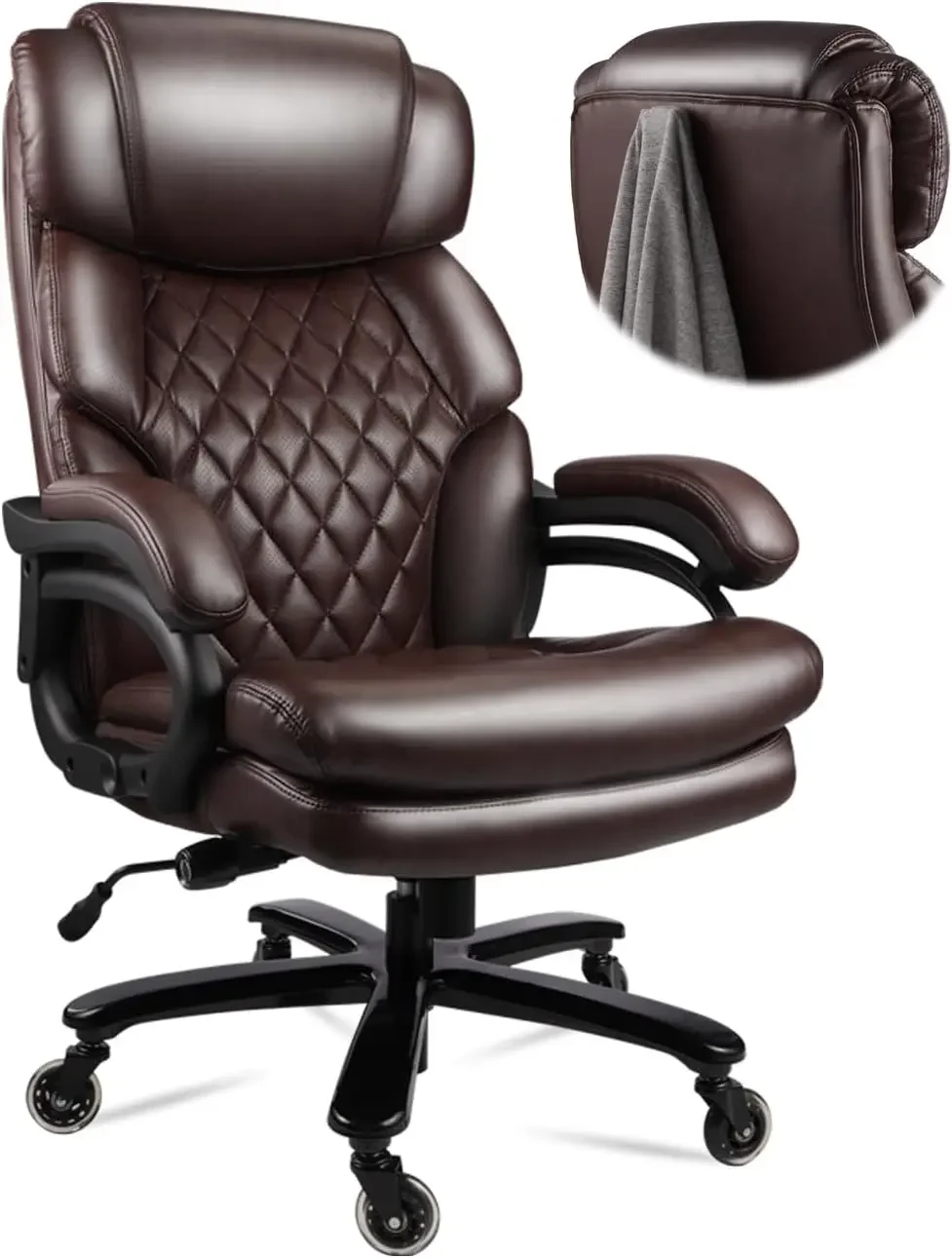 Cadeira de escritório grande e alta com assento largo da mola, cadeira do escritório executivo para pessoas pesadas, Home Desk Chair, Heavy Duty, 400lbs