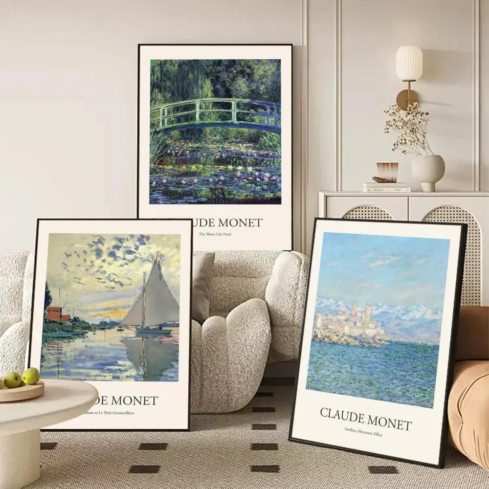 كلود مونيه ريترو النفط اللوحة الخط المضادة للتجاعيد قماش المشارك جدار جدارية الفن صور لغرفة المنزل الفضاء ديكور