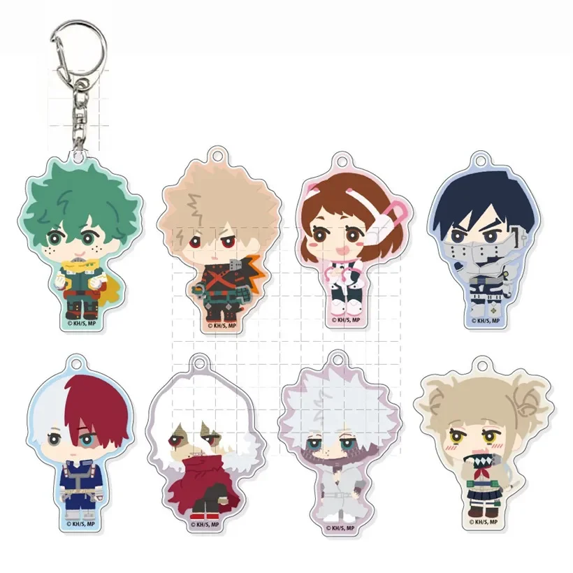 Game Tomura Shigalaki Shoto Todoroki Katsuki Bakugou Izuku Midoriya Keychain Doll Anime Acrylic Keyring Pendant for Gift