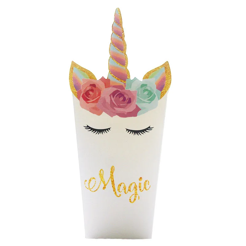 6 STKS Eenhoorn Papier Snoep Geschenkzakken Cookie Popcorn Box Kids Verjaardagsfeestje Decoratie Baby Douche Benodigdheden