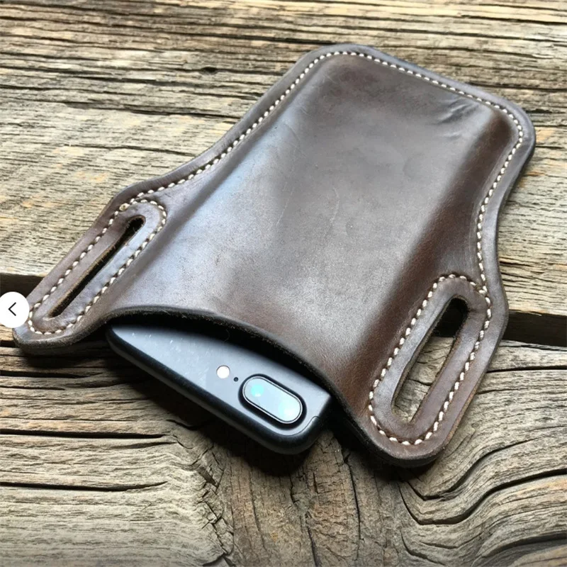 Men Phone Case Holster Cellphone Loop Holster Belt Waist Bag Props Leather Purse Phone Wallet Running Pouch Travel Camping Bags