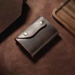 Handmade Leather Card Holder Wallet for Men Vintage Business Card Holder Wallet Genuine Leather