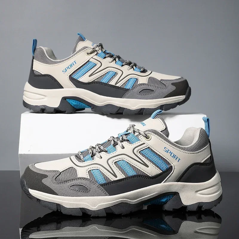 Men's Lace Up Platform Hiking Sneakers, Wear-resistant Non-Slip Outdoor Shoes For Climbing Hunting Trekking