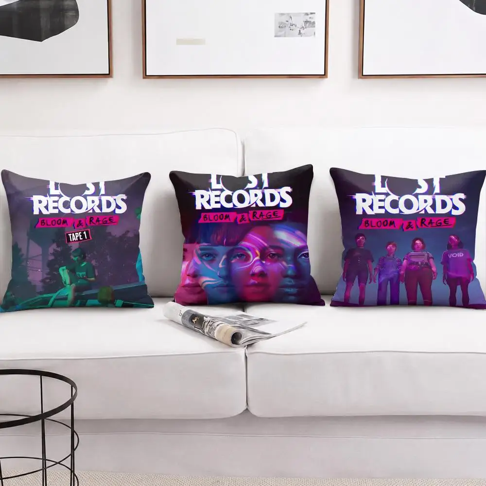 Game L-Lost Records Bloom Rage Cushion Cover Soft Short Plush Pillow Cases Hidden Zipper Cutecore Sofa Bedroom Home Decor Gift