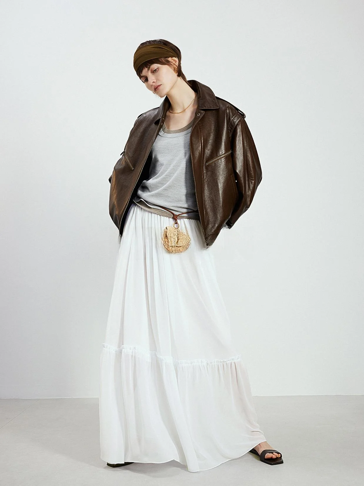 Elegant Fairy Skirt Exclusive Customized Silk  Floaty Mesh Splice Elastic Waist Long Half Skirt Casual Style A-Line L...