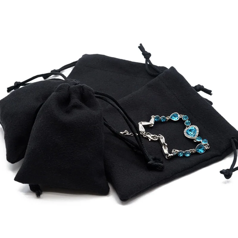 Schwarze Flanell Geschenkt üten 5x7cm 8x10cm 9x12cm 11x14cm Wimpern Nägel Make-up Wildleder Verpackung Staubs ack Schmuck Logo Beutel – Detail 8