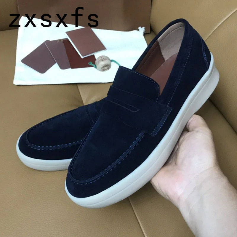 2023 Hot Summer Walk Flat Causal Shoes Men Cow Leather Slip On Loafers Spring Brand Buiness Shoes For Men Round Toe Male Size47