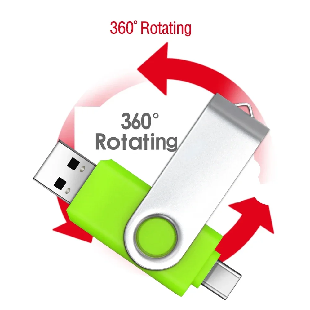 OTG 금속 플래시 드라이브, USB 2.0 및 C타입 고속 펜 드라이브, 선물용 메모리 스틱, 2 in 1, 4GB, 8GB, 16GB, 32GB, 64GB