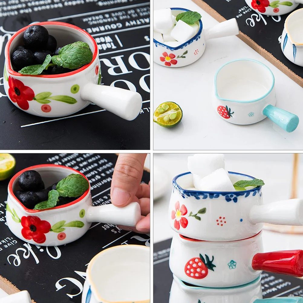 

4Pcs Ceramic Milk Soup Pans Multi Functional for Soup Noodles Tea Coffee Easy to Clean Milk Pot Noodle Pot Kitchen Cookware