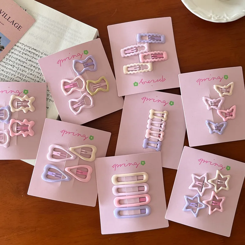 

4pcs/set Cute Colorful Geometric Fashion Hair Clips Women Hair Decoration Hairpins Barrettes Girl Lovely Hair Accessories