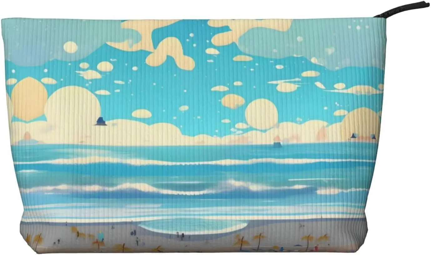 

Beach cartoon Corduroy cosmetic bag, suitable for travel and daily use, Sturdy Lining, Ensures Longevity