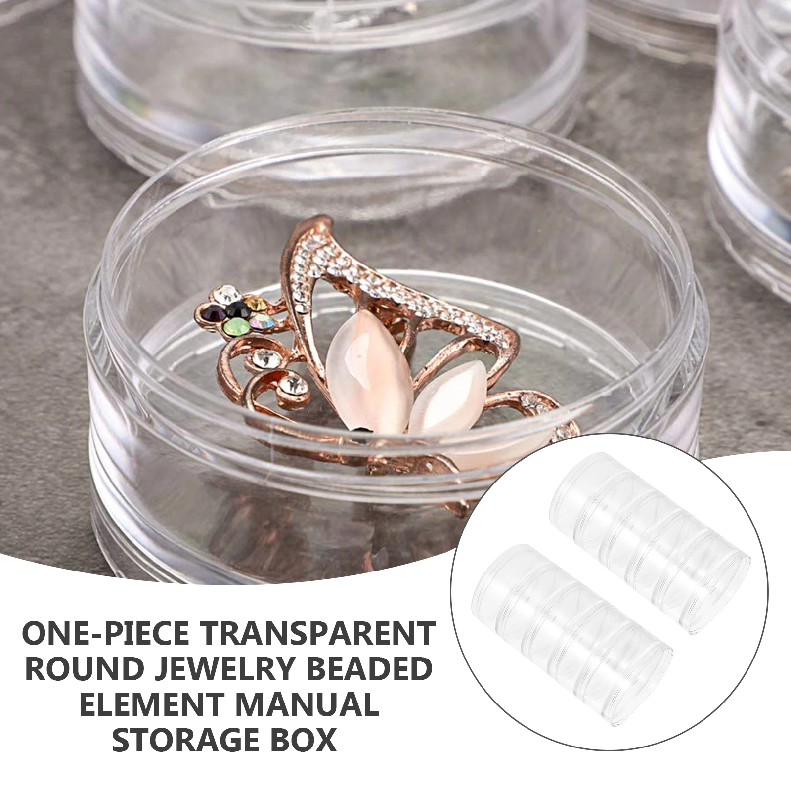 2 Sets 5 Piece Transparent Round Bead Jewelry Components Storage Boxes High Quality Durable Eco Friendly Jewelry ganizing Box