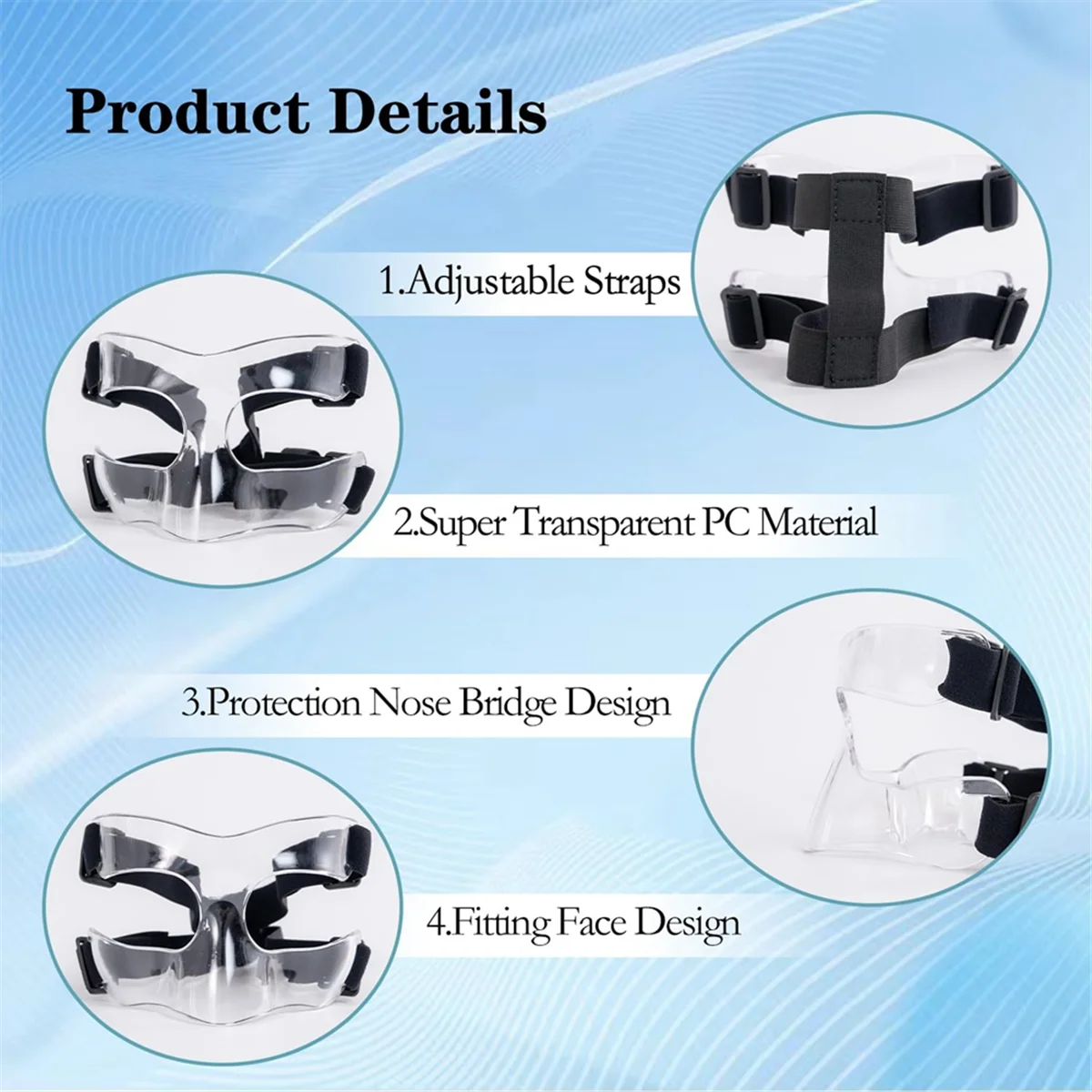 A98TNose Guard for Broken Nose, Adjustable Face Guard Sports Training Face Mask Nose Protector with Padding