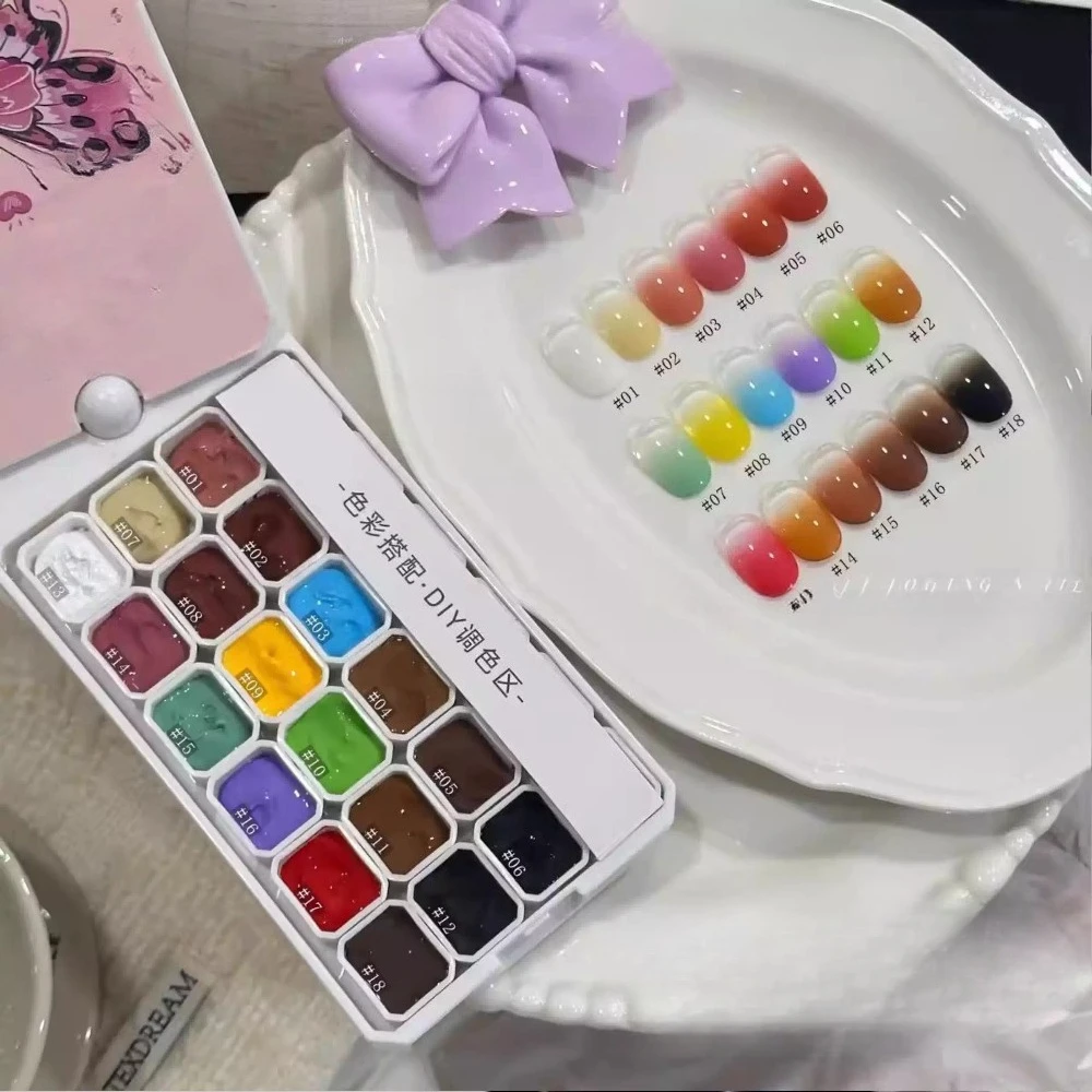 

18Colors 4 In 1 Translucent Pat Painting Gel Gradient Blush Color Semi Permanent Soak Off UV&LED Gel Nail Art Creation Salon DIY