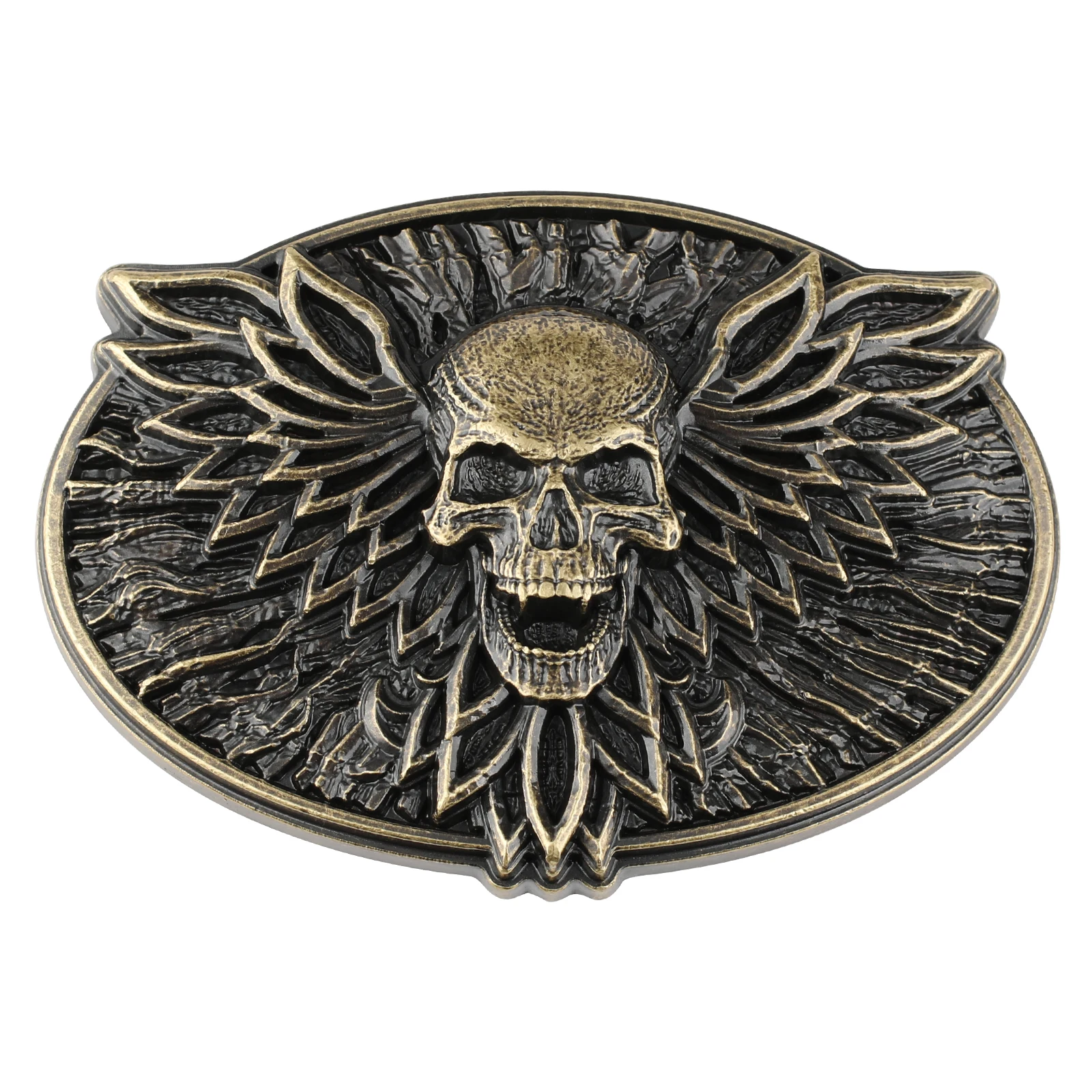 Wing Three-dimensional Ghost Head Men's Casual Belt Buckle