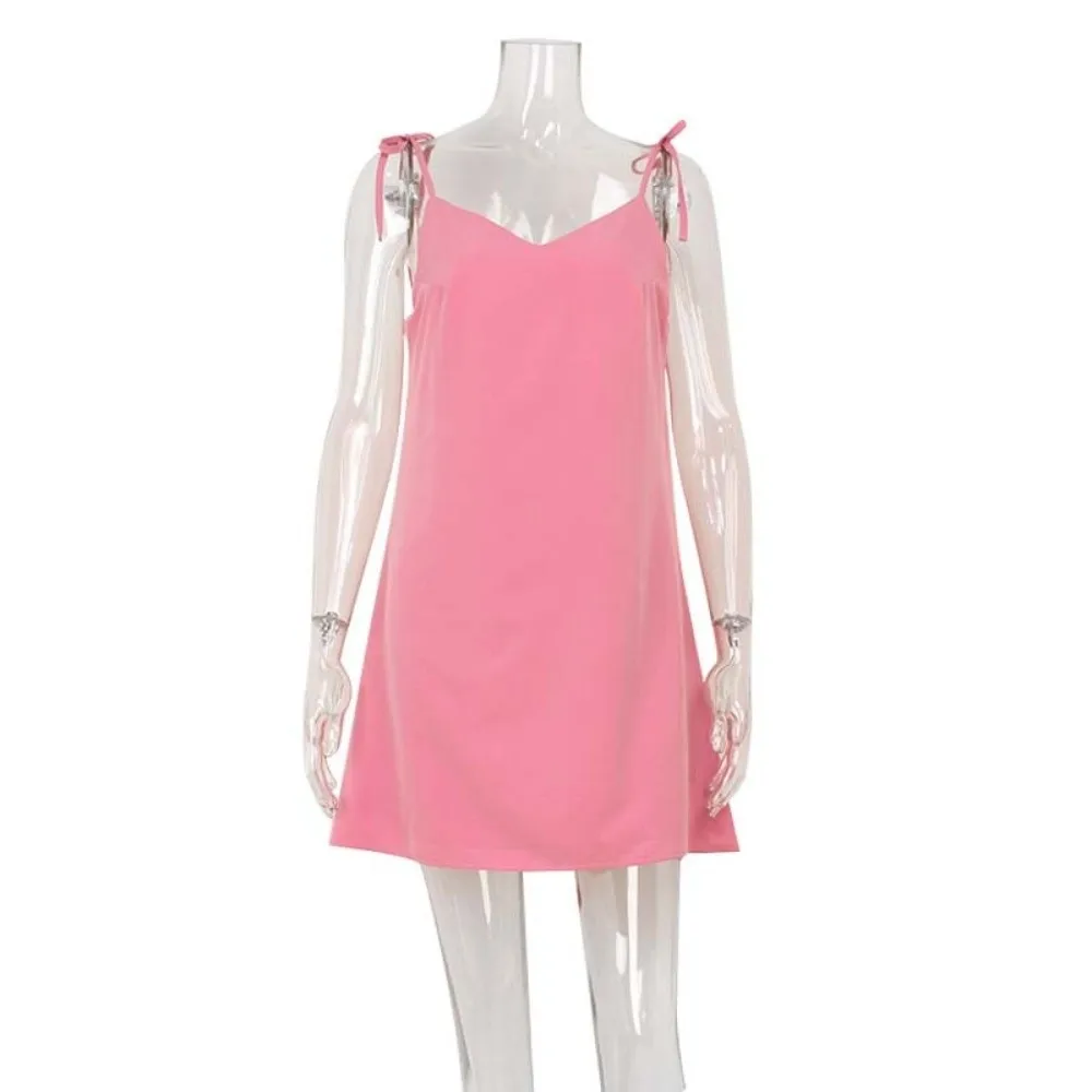 New V Neck Camisole Dress Sleeveless Spaghetti Strap Women's Sleeveless Dress Backless Spaghetti Strap Dress Summer Wear