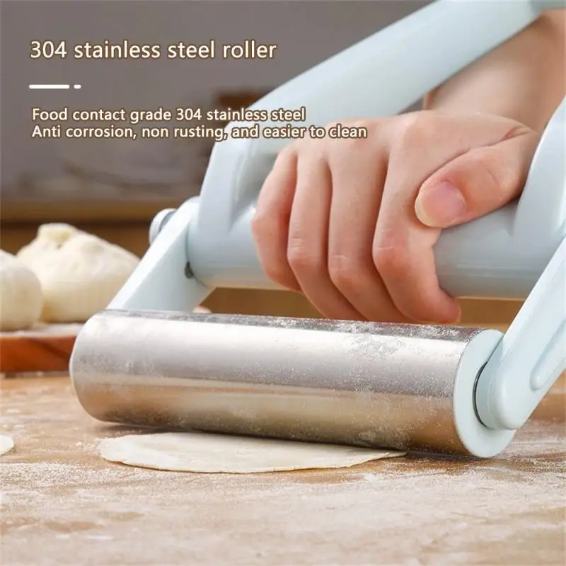 Food Grade Rolling Pin Adjustable Stainless Steel Food Grade Save Effort No Sticky Dumpling Wrappers Household Products H