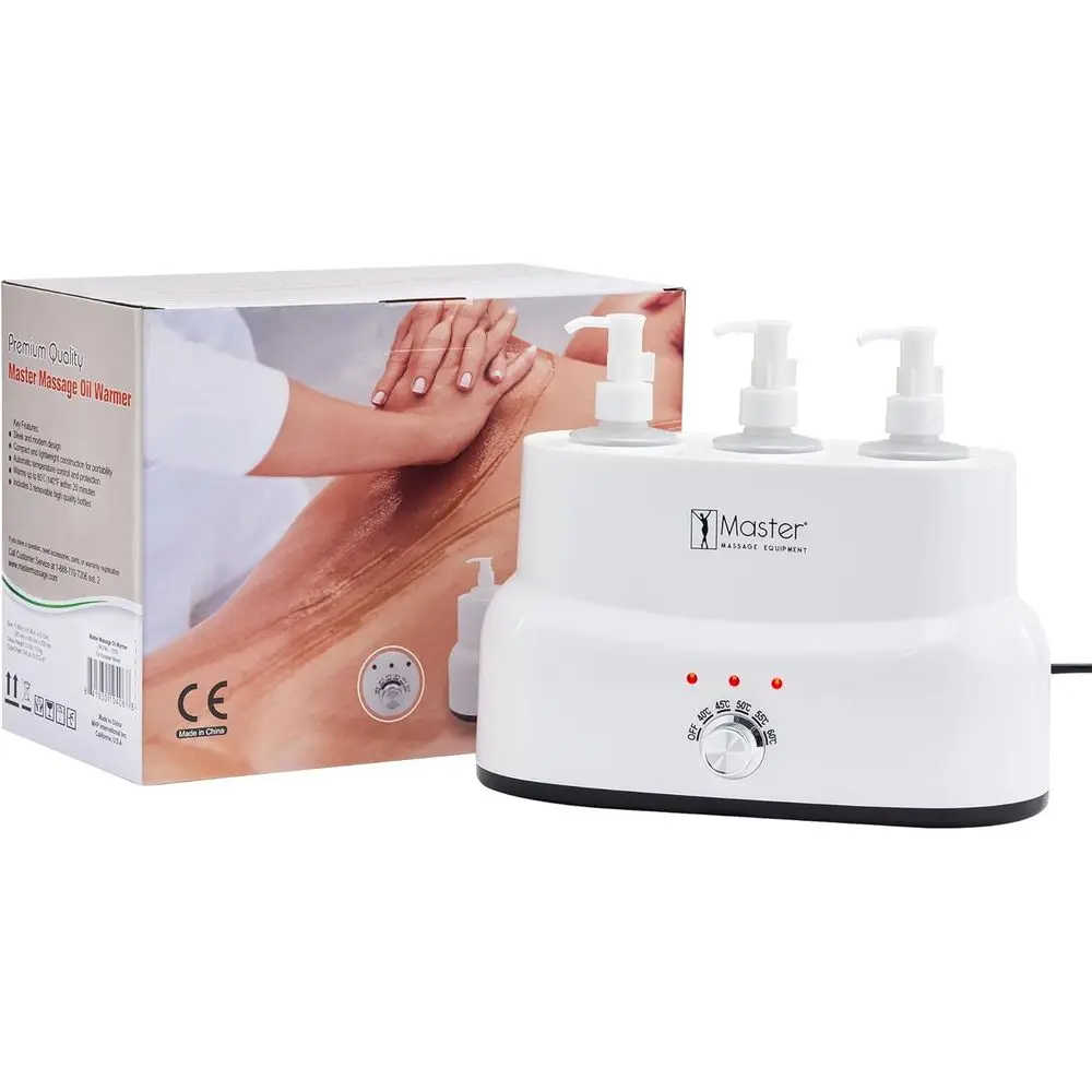 

Massage Oil, Lotion, and Cream Warmer with Empty Bottles - Spa Body Therapy Heating Device, White